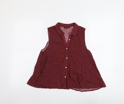 Womens UK Size 8 River Island Red Basic Button-Up