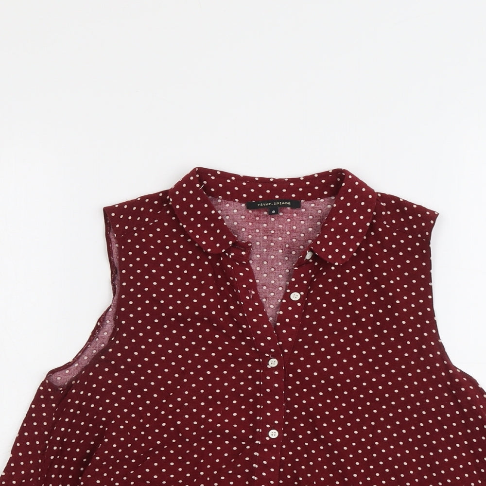 Womens UK Size 8 River Island Red Basic Button-Up