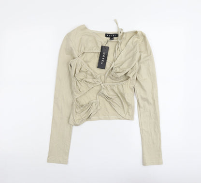 Womens UK Size S Motel Beige Cropped Blouse
