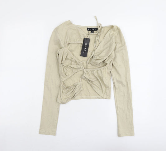 Womens UK Size S Motel Beige Cropped Blouse