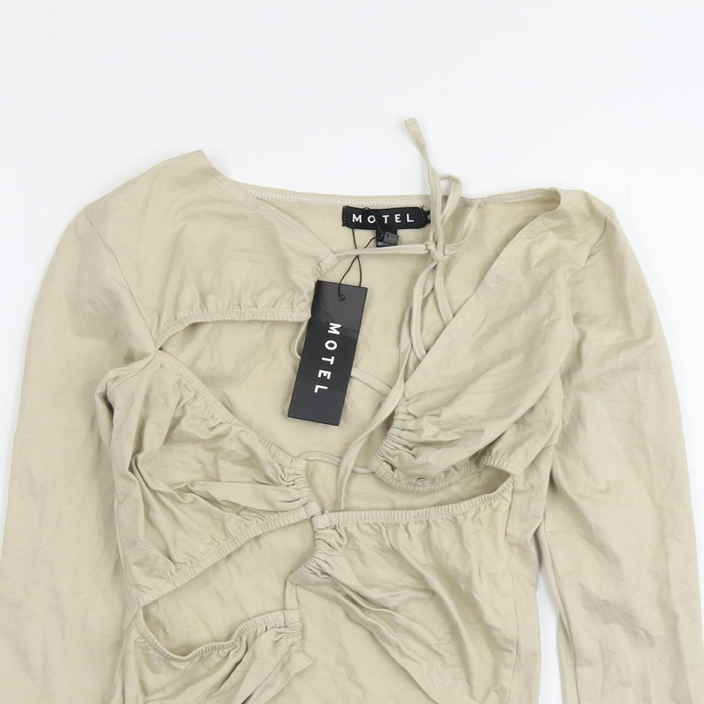 Womens UK Size S Motel Beige Cropped Blouse