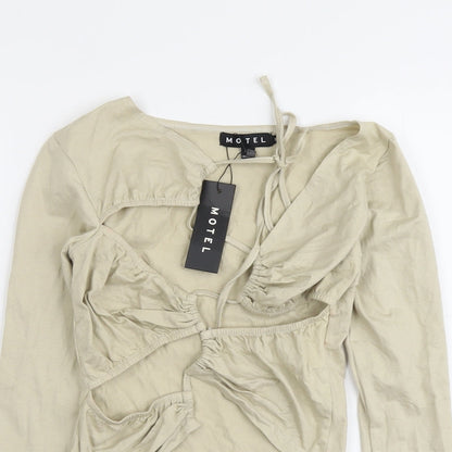 Womens UK Size S Motel Beige Cropped Blouse