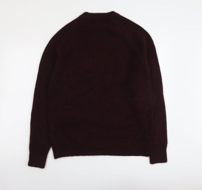 Topman Mens Red Round Neck Acrylic Pullover Jumper Size M Long Sleeve