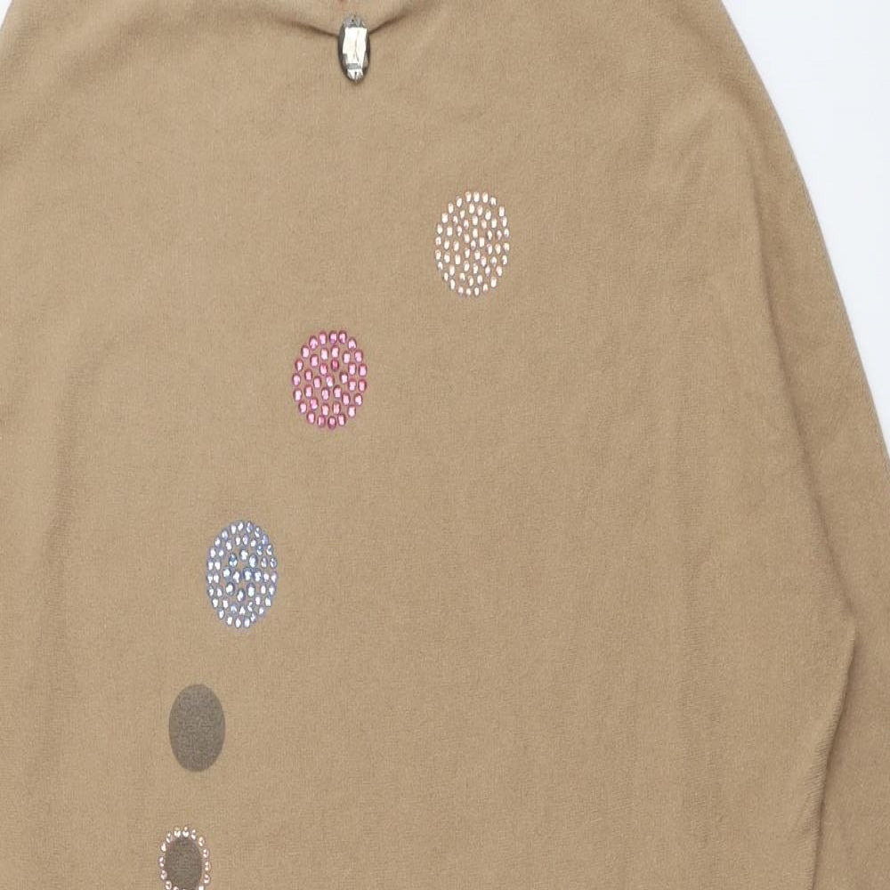 Lolitas&L Womens Beige Boat Neck Viscose Pullover Jumper Size L - Clown