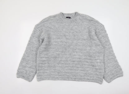 Marks and Spencer Womens Grey Round Neck Acrylic Pullover Jumper Size XL