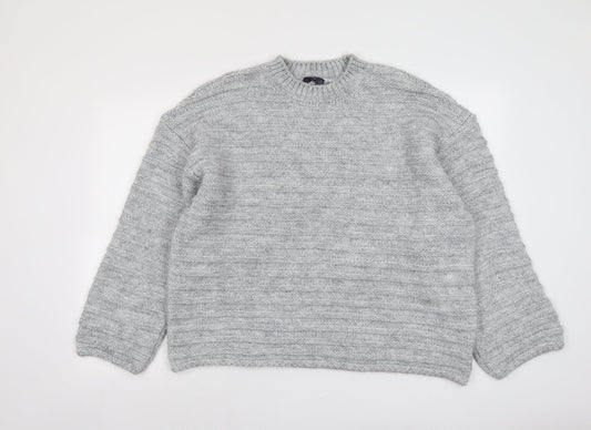 Marks and Spencer Womens Grey Round Neck Acrylic Pullover Jumper Size XL