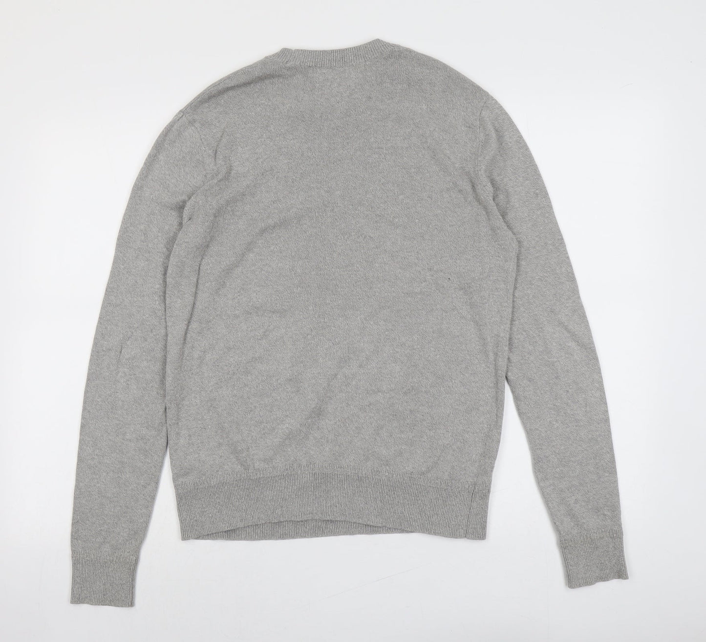 Topman Mens Grey Round Neck Cotton Pullover Jumper Size XS Long Sleeve