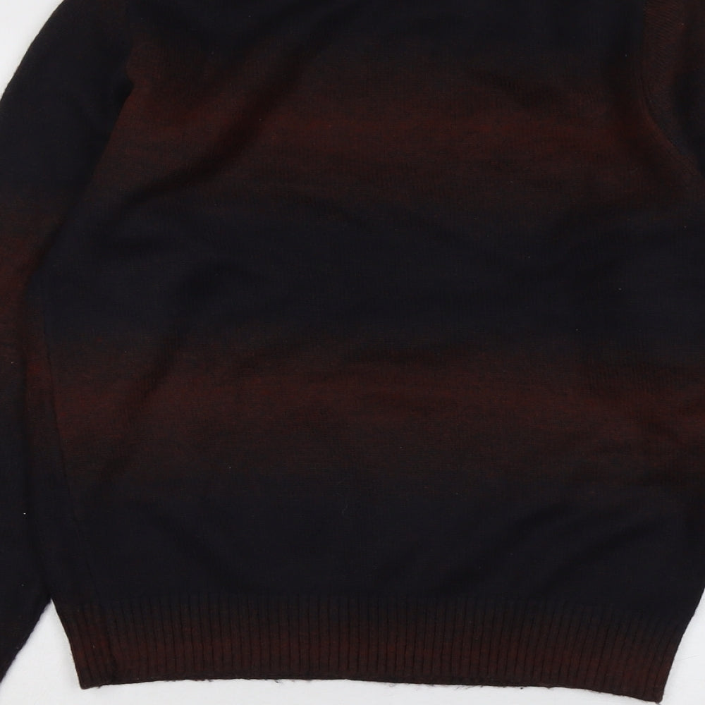 Marks and Spencer Mens Brown Round Neck Geometric Polyester Pullover Jumper Size S Long Sleeve - Colourblock