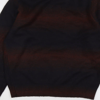 Marks and Spencer Mens Brown Round Neck Geometric Polyester Pullover Jumper Size S Long Sleeve - Colourblock