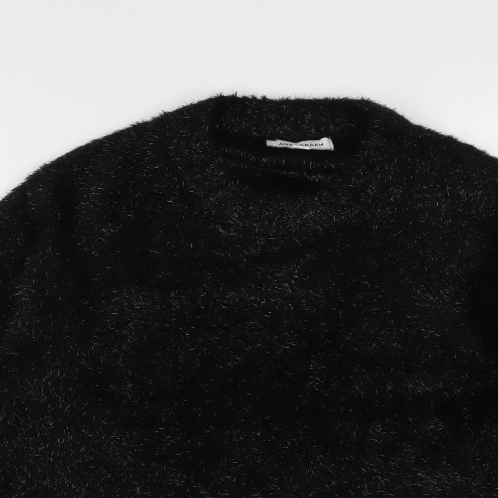 Autograph Womens Black Round Neck Polyamide Pullover Jumper Size 12
