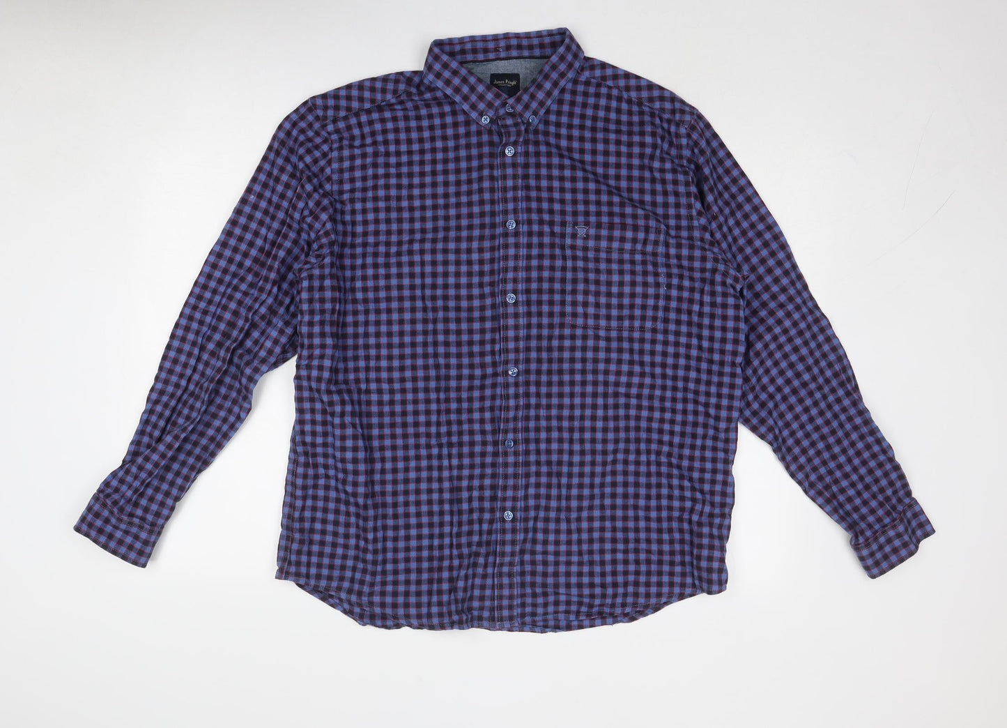 Mens UK Size XL EWM Blue  Button-Up Long Sleeve Casual Shirt