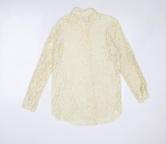 Womens UK Size 12 Kaleidoscope Beige Basic Button-Up