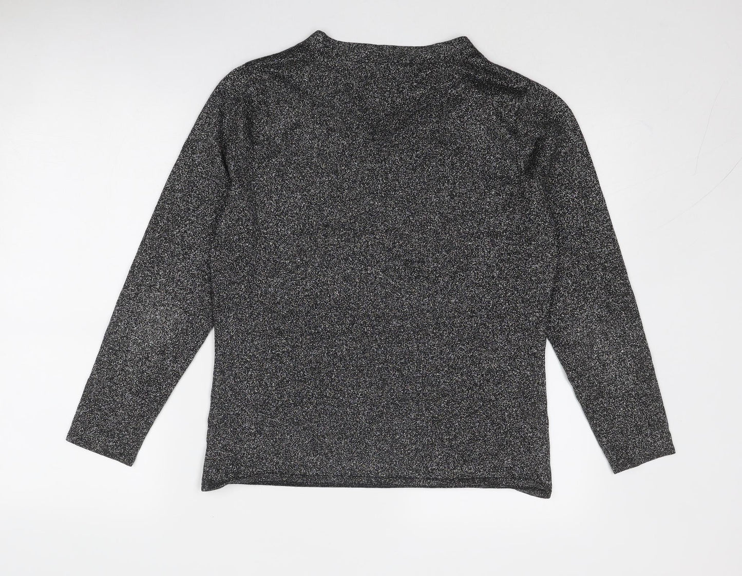 Frank Saul Womens Silver V-Neck Viscose Pullover Jumper Size M