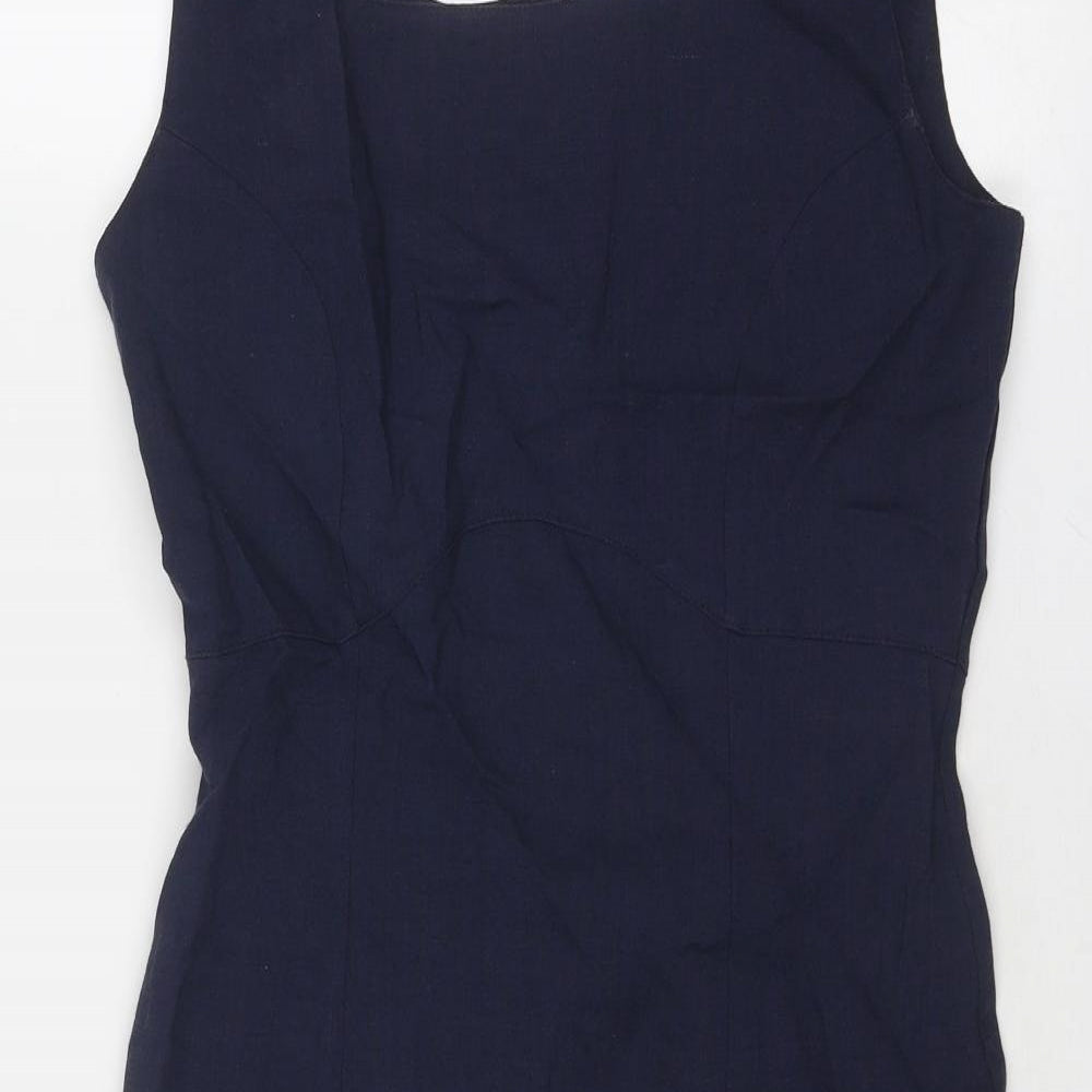 NEXT Womens Blue Polyester Shift Size 12 Square Neck Zip