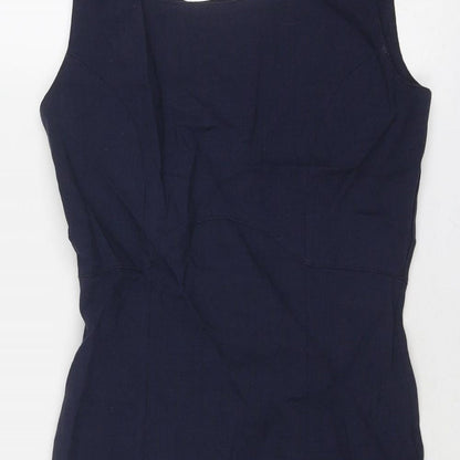 NEXT Womens Blue Polyester Shift Size 12 Square Neck Zip