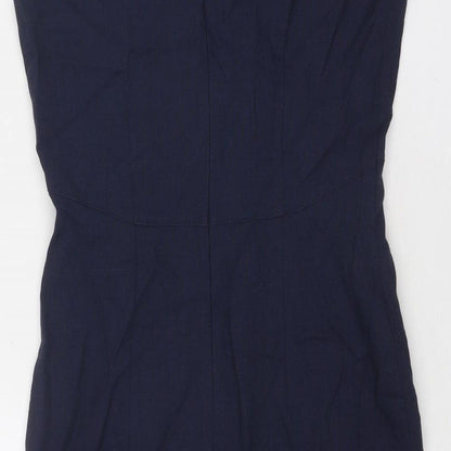 NEXT Womens Blue Polyester Shift Size 12 Square Neck Zip