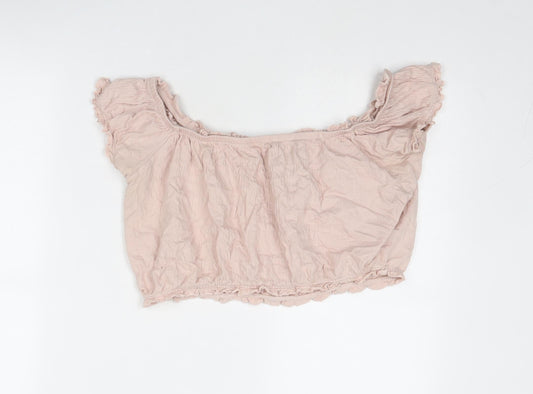 Womens UK Size 16 New Look Pink Cropped Blouse