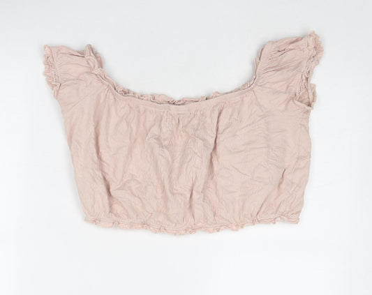 Womens UK Size 16 New Look Pink Cropped Blouse