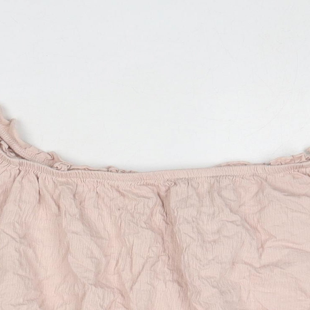 Womens UK Size 16 New Look Pink Cropped Blouse