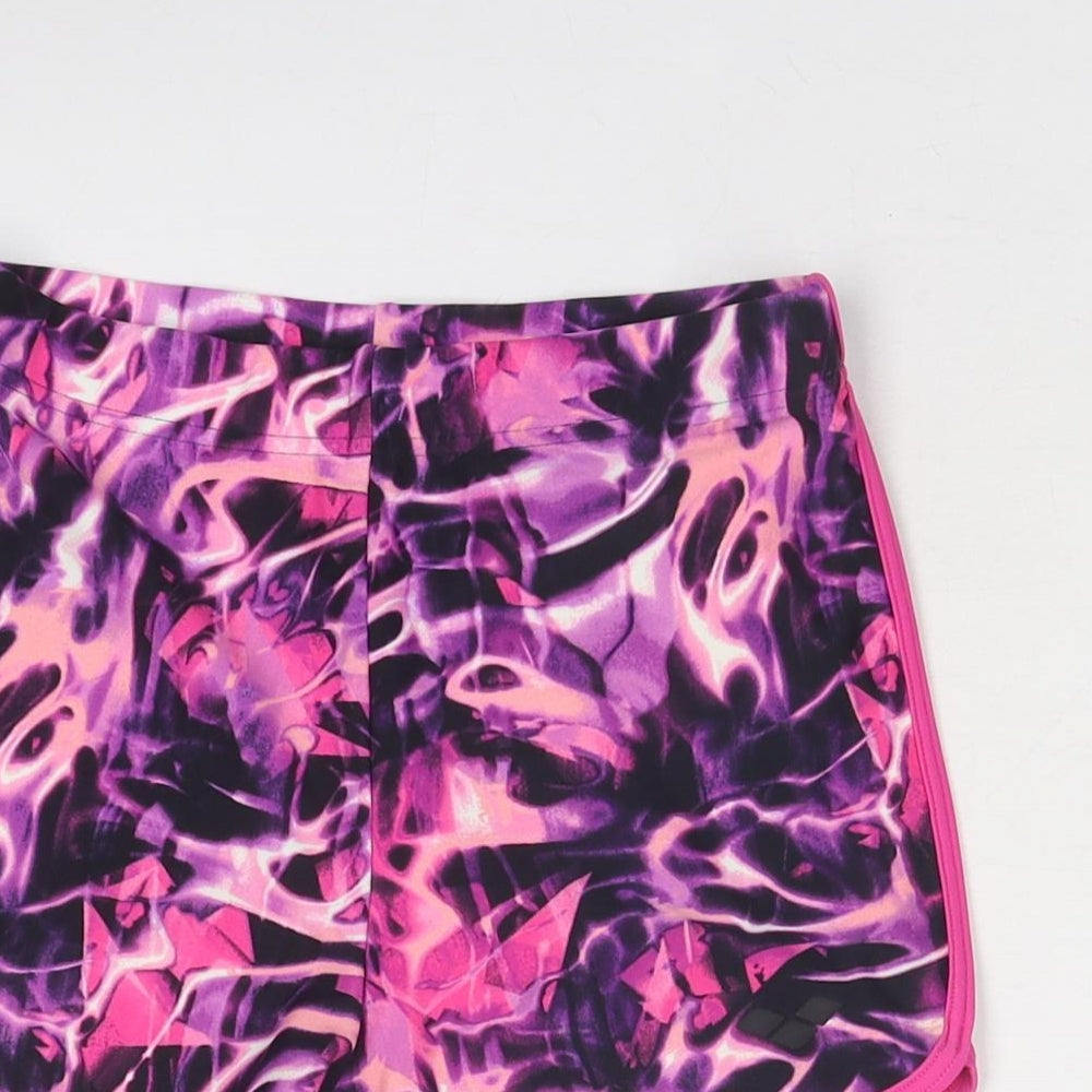 Arena Womens Purple Geometric Polyester Sweat Shorts Size 6 Regular