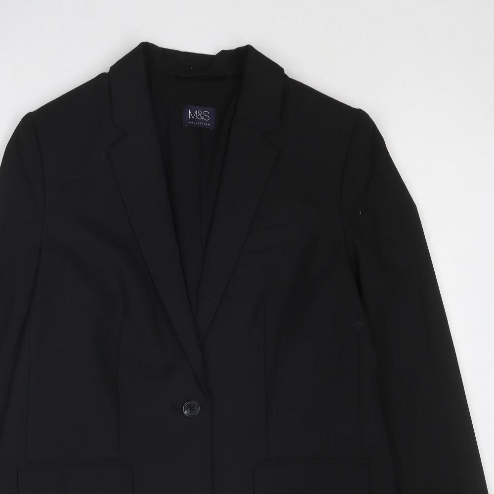 Marks and Spencer Womens Black Polyester Jacket Blazer Size 10