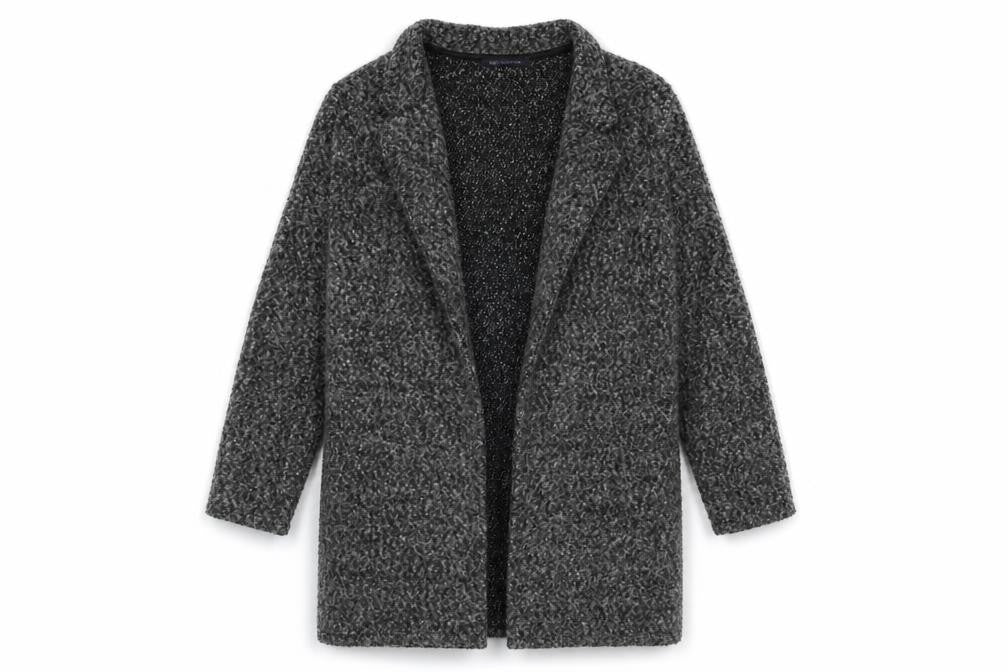 Marks & Spencer Womens Grey Geometric Overcoat Coat Size 14
