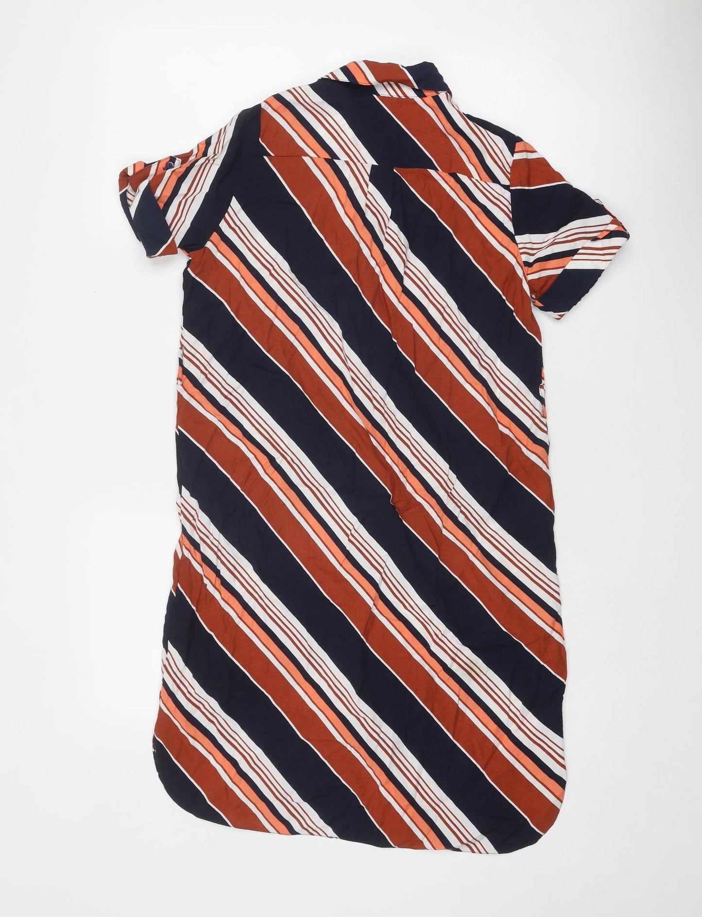 Dorothy Perkins Womens Multicoloured Striped Viscose Shirt Dress Size 8 Collared Button