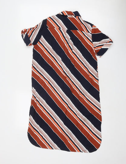Dorothy Perkins Womens Multicoloured Striped Viscose Shirt Dress Size 8 Collared Button
