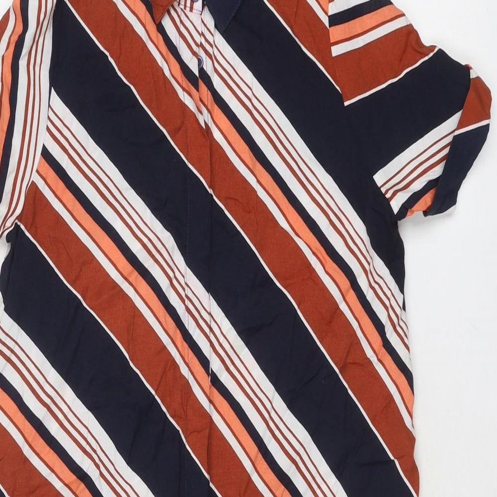 Dorothy Perkins Womens Multicoloured Striped Viscose Shirt Dress Size 8 Collared Button