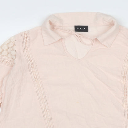 Womens UK Size S VILA Pink Basic Blouse