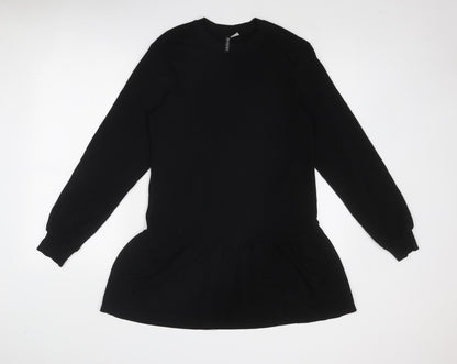 Divided by H&M Womens Black Cotton Jumper Dress Size XS Round Neck Pullover
