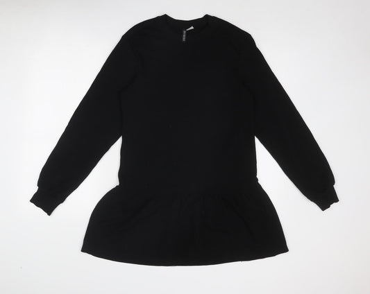 Divided by H&M Womens Black Cotton Jumper Dress Size XS Round Neck Pullover