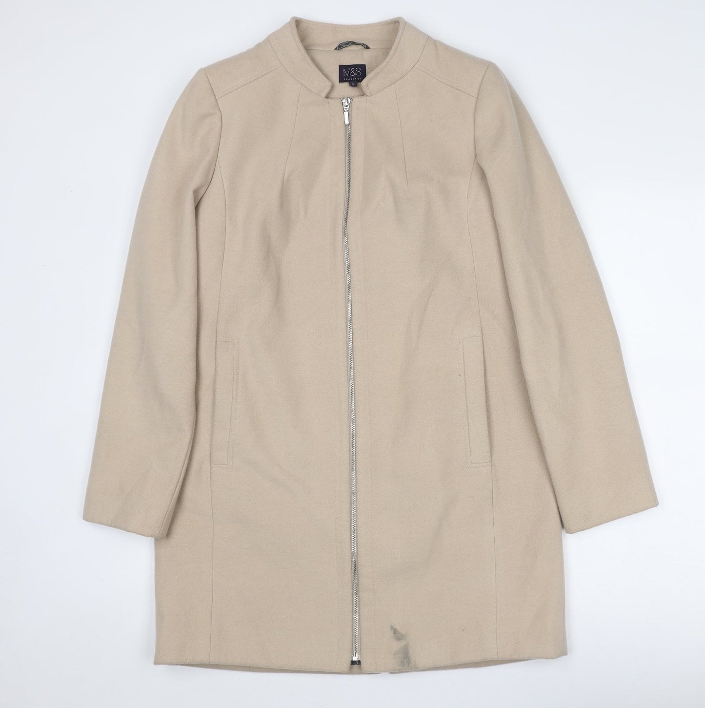 Womens UK Size 12 Marks and Spencer Beige Overcoat