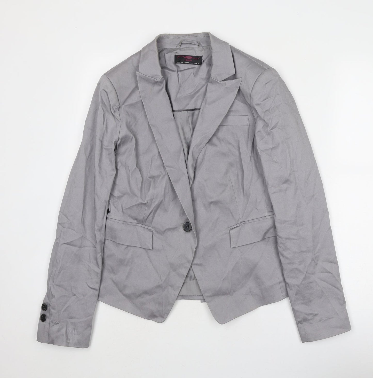 New Look Womens Grey Cotton Jacket Suit Jacket Size 14