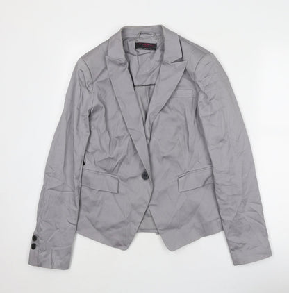 New Look Womens Grey Cotton Jacket Suit Jacket Size 14
