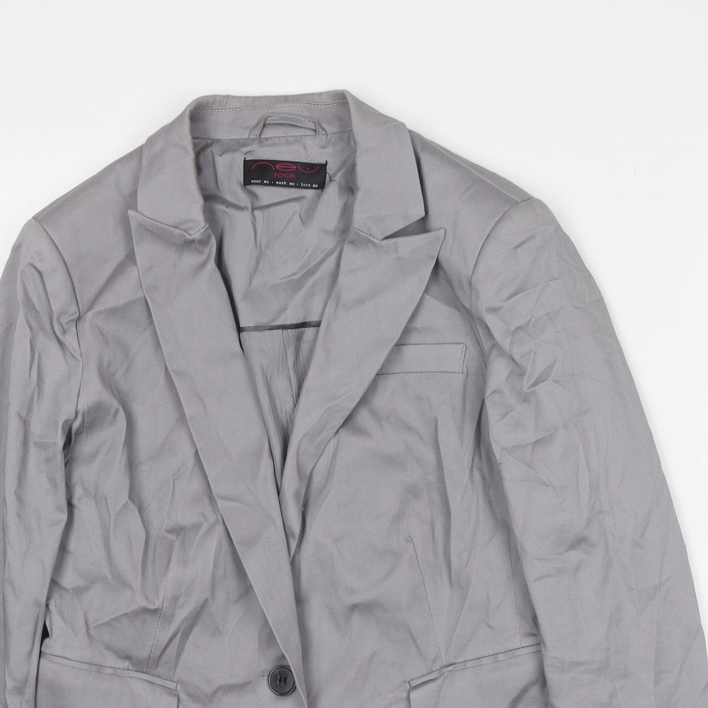 New Look Womens Grey Cotton Jacket Suit Jacket Size 14