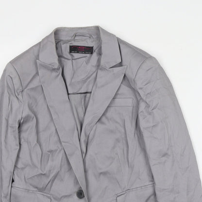 New Look Womens Grey Cotton Jacket Suit Jacket Size 14