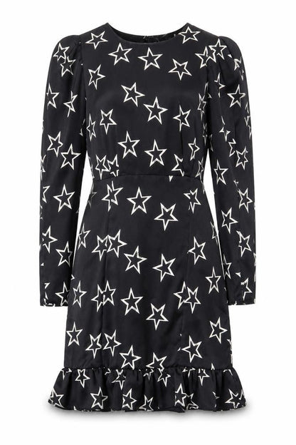 River Island Womens Black Geometric Polyester Sheath Size 10 Round Neck Zip - Star Print
