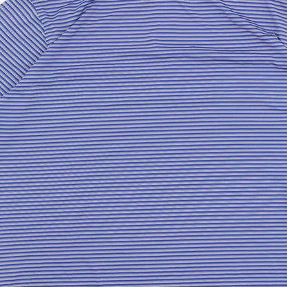 Donald Ross Mens Blue Striped Polyester Polo Size S Collared Button