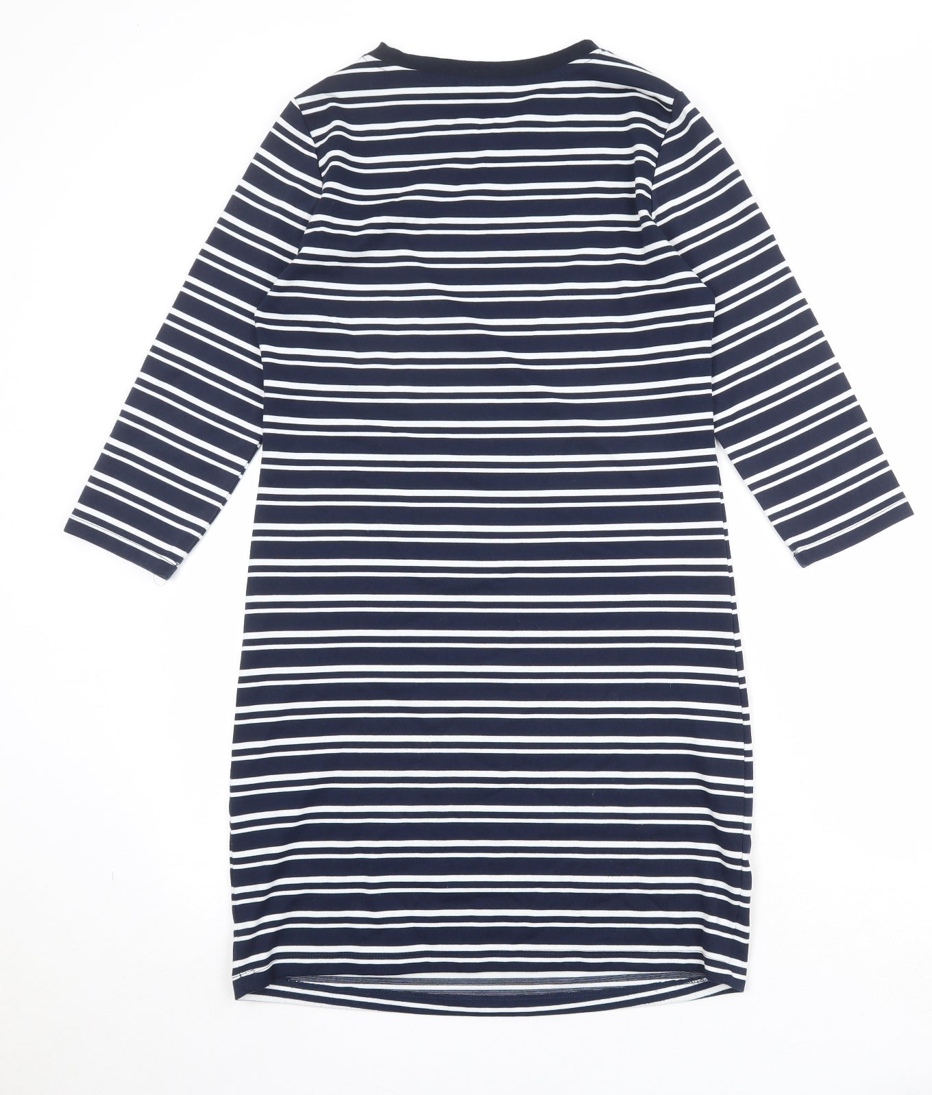 Up2Fashion Womens Blue Striped Polyester T-Shirt Dress Size M Boat Neck Pullover