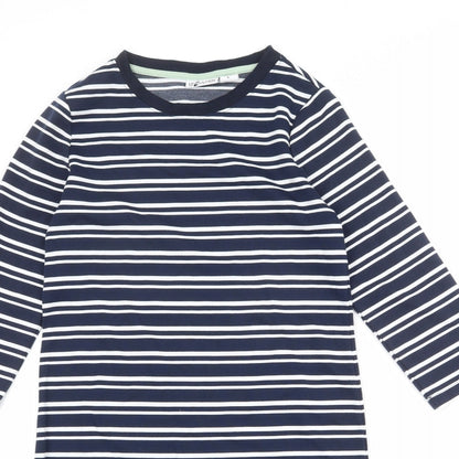 Up2Fashion Womens Blue Striped Polyester T-Shirt Dress Size M Boat Neck Pullover