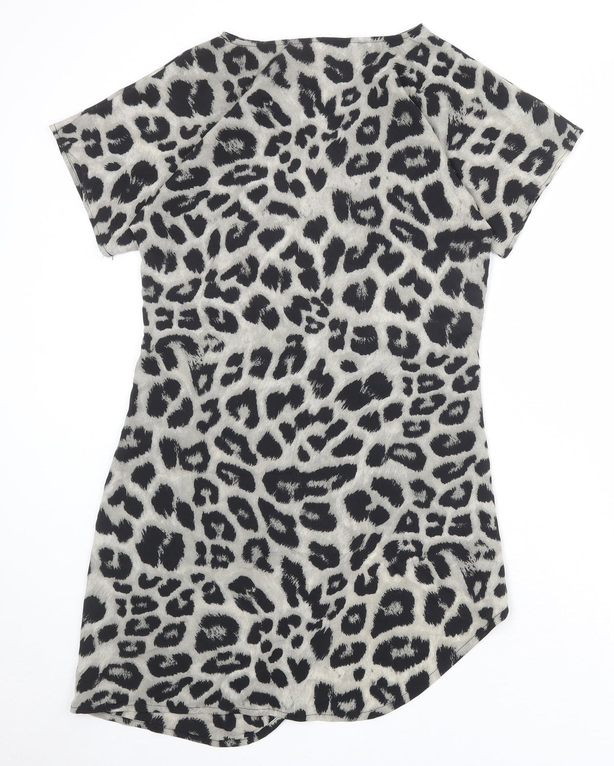 Vonda Womens Beige Animal Print Polyester A-Line Size S Boat Neck Pullover - Leopard Pattern