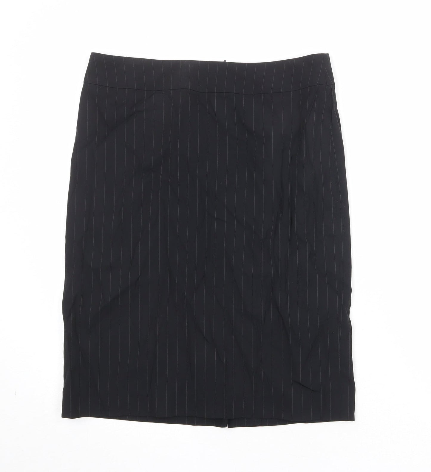 Marcus Womens Black Striped Wool A-Line Skirt Size 10 Zip