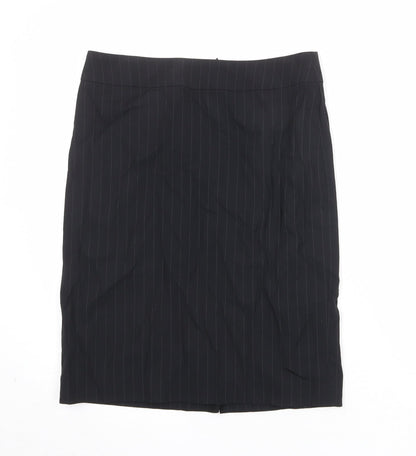 Marcus Womens Black Striped Wool A-Line Skirt Size 10 Zip