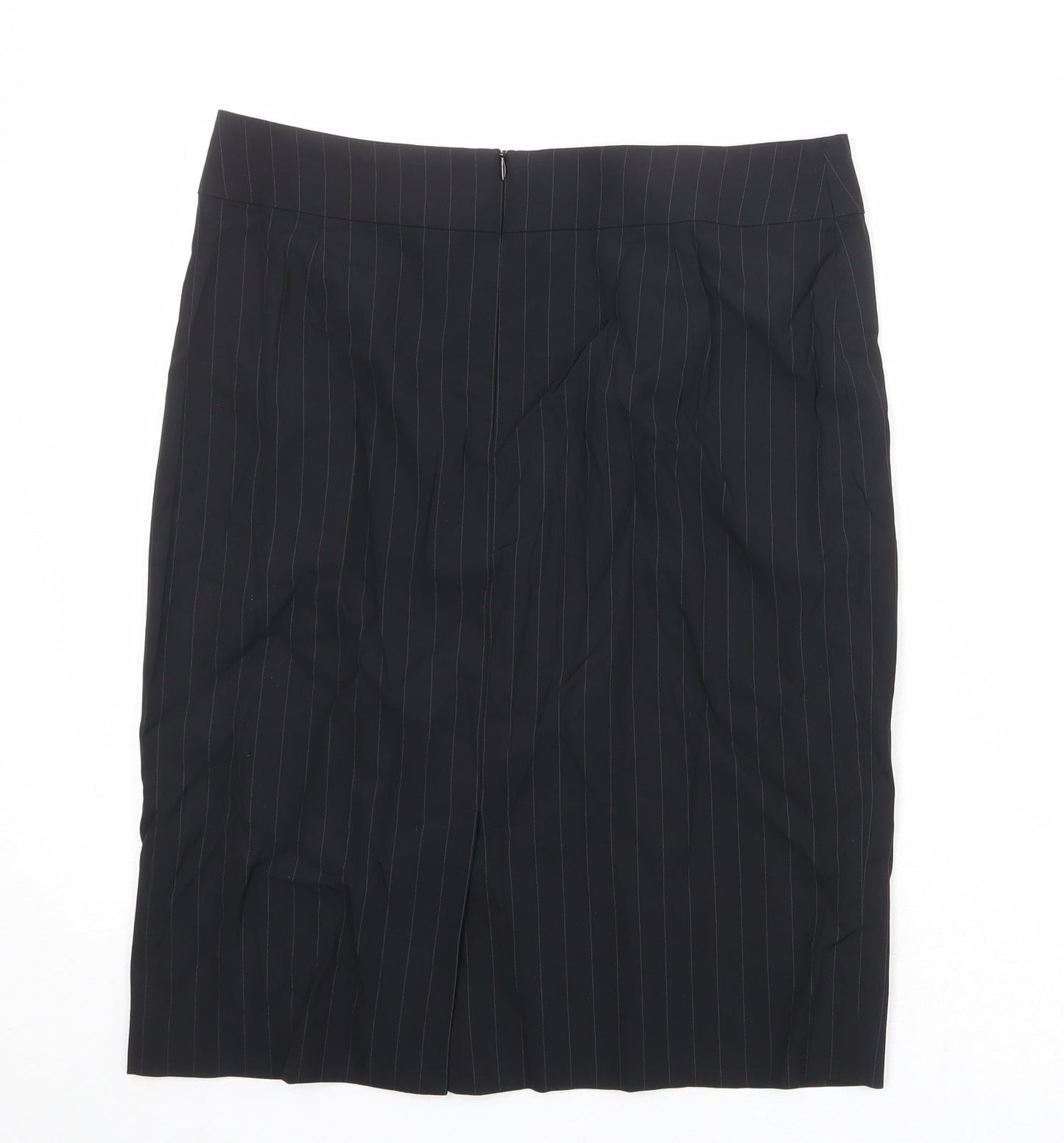 Marcus Womens Black Striped Wool A-Line Skirt Size 10 Zip