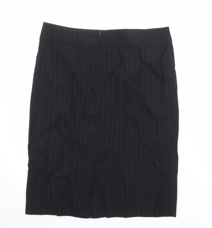 Marcus Womens Black Striped Wool A-Line Skirt Size 10 Zip