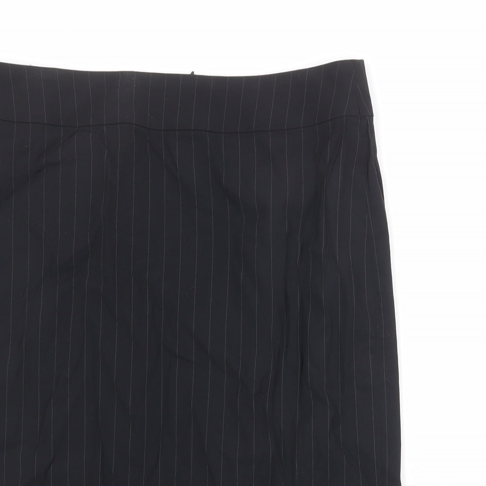 Marcus Womens Black Striped Wool A-Line Skirt Size 10 Zip
