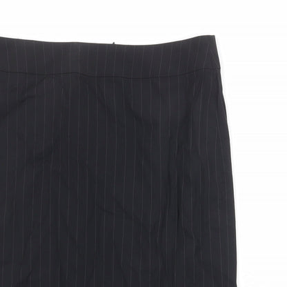 Marcus Womens Black Striped Wool A-Line Skirt Size 10 Zip