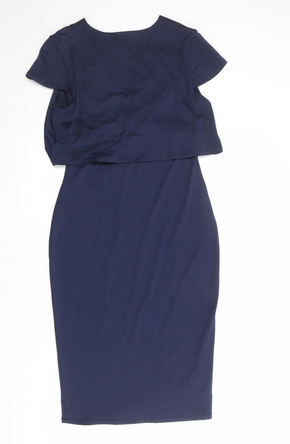ASOS Womens Blue Polyester A-Line Size 12 V-Neck Pullover