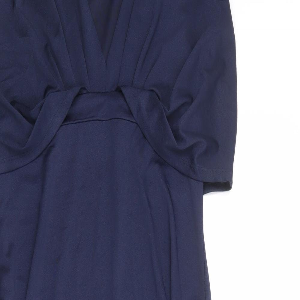 ASOS Womens Blue Polyester A-Line Size 12 V-Neck Pullover